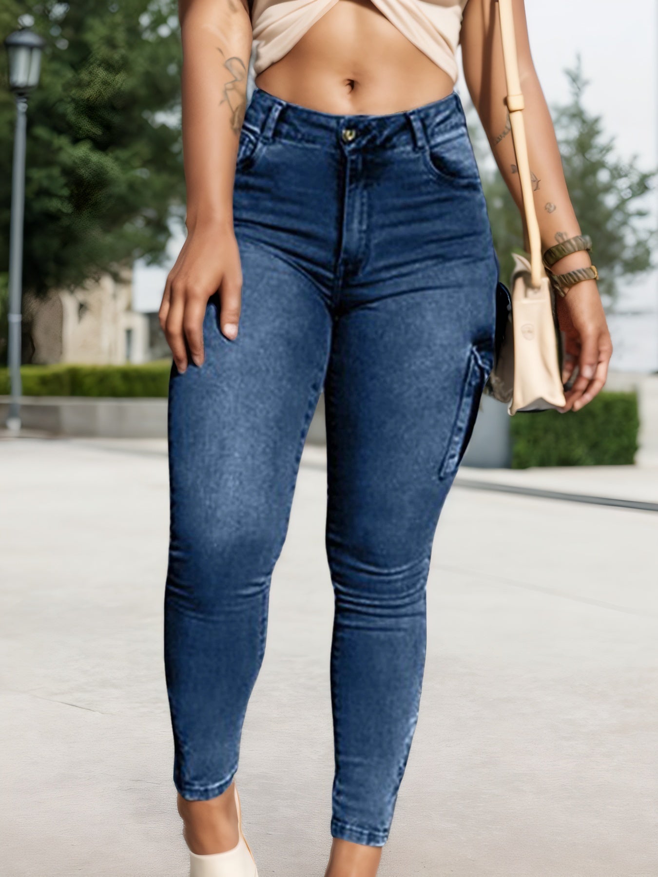 Multi-Pocket Cargo Pants - High Stretch Urban Style - Fashions Envy