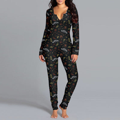 Halloween Jumpsuit Pajamas - Long Sleeve Printed Loungewear