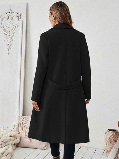 Wool Blend Overcoat - One Button Belted Long Coat - Fashions Envy