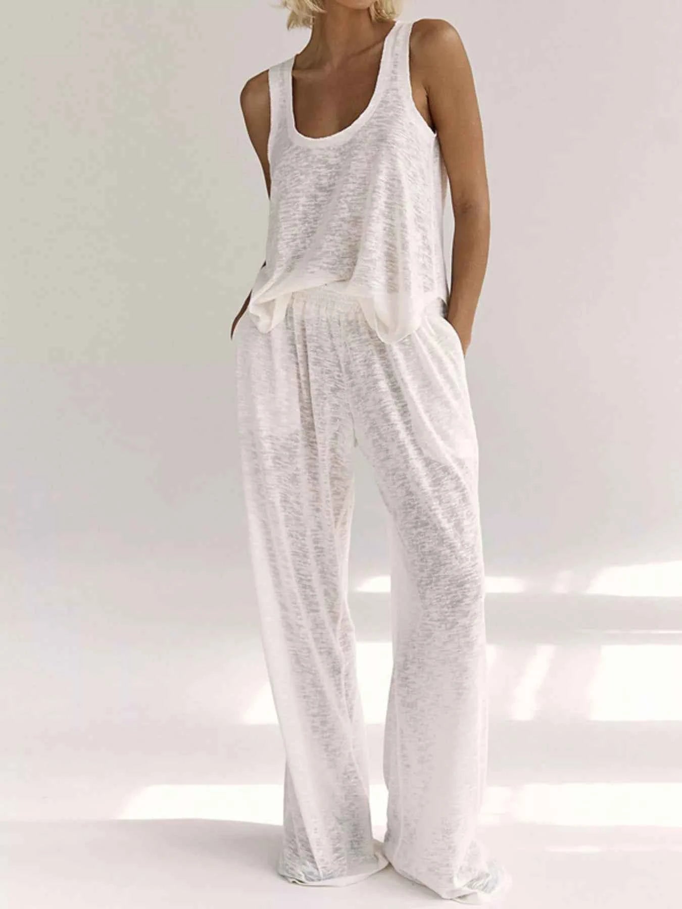 Wide Strap Tank and Pants Lounge Set