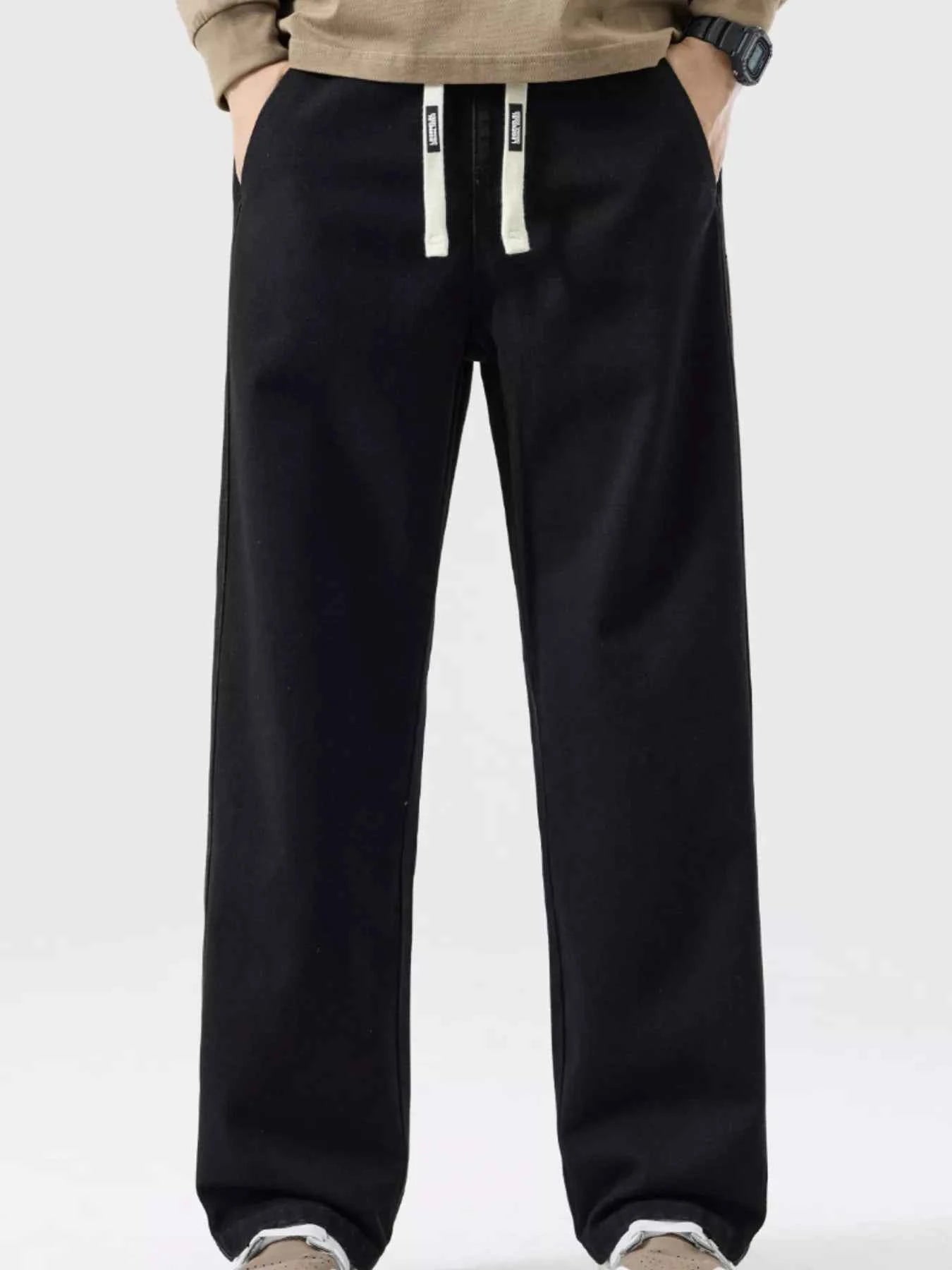 Men's Plus Size Casual Drawstring Wide-Leg Jeans