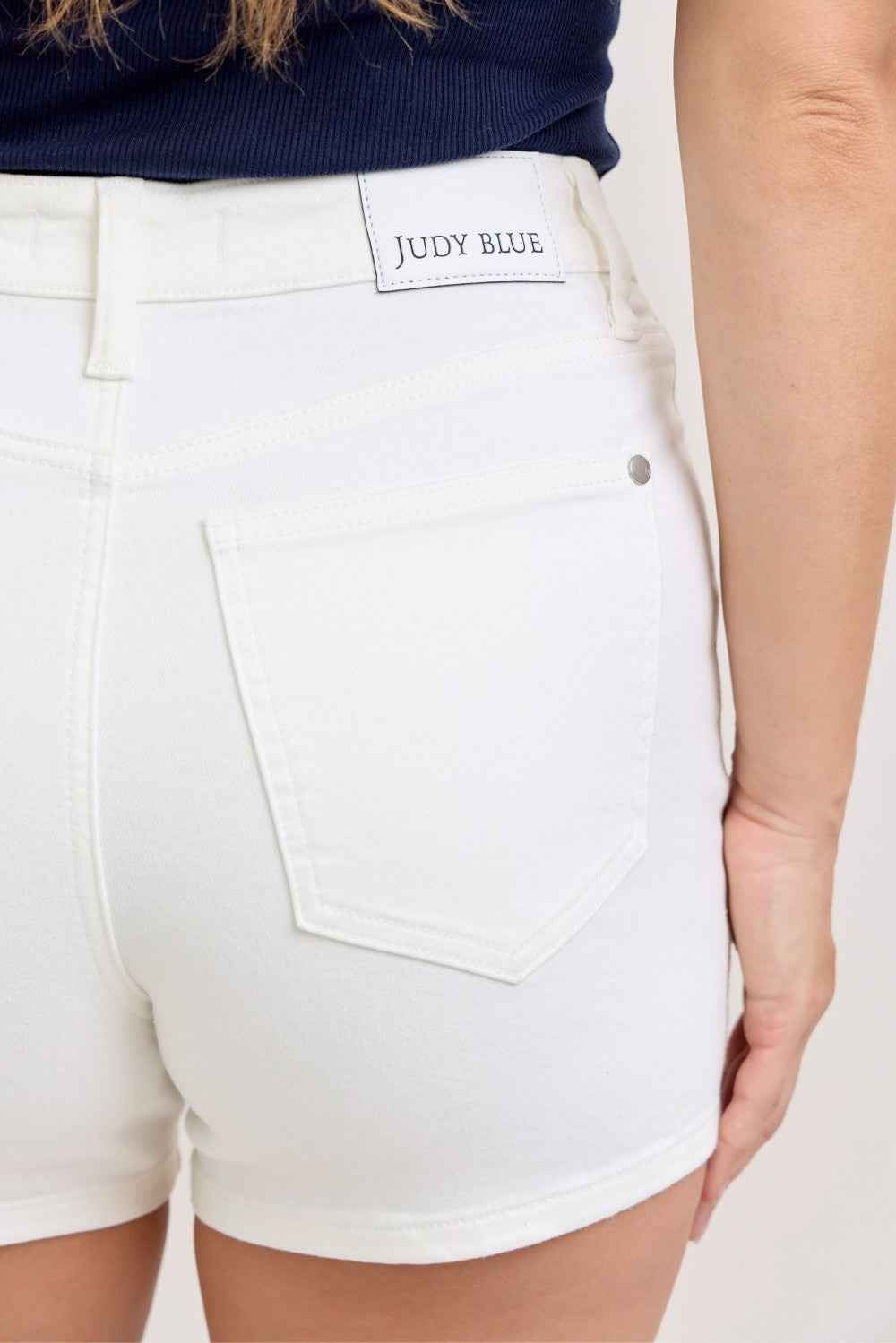 Judy Blue High Waist White Shorts - Slim Fit Full Size