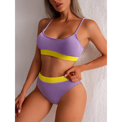 High Waist Full Coverage Halter Top Bikini Swimsuit