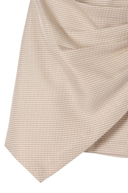 Hound Tooth Shirred Wrap Mini Skirt