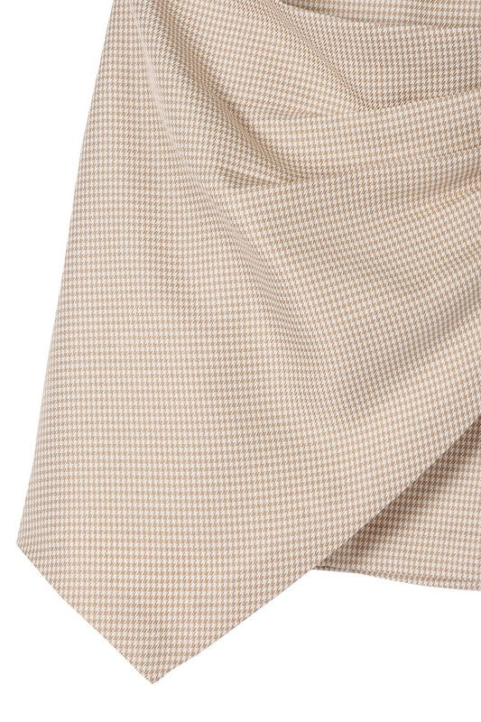 Hound Tooth Shirred Wrap Mini Skirt