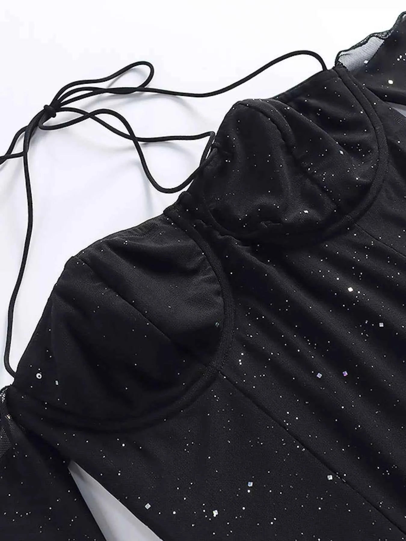 Glitter Mini Dress with Sleeves