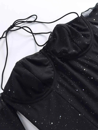 Glitter Mini Dress with Sleeves