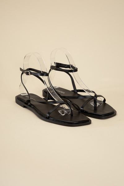 Squared Off Open Toe Flat Sandals