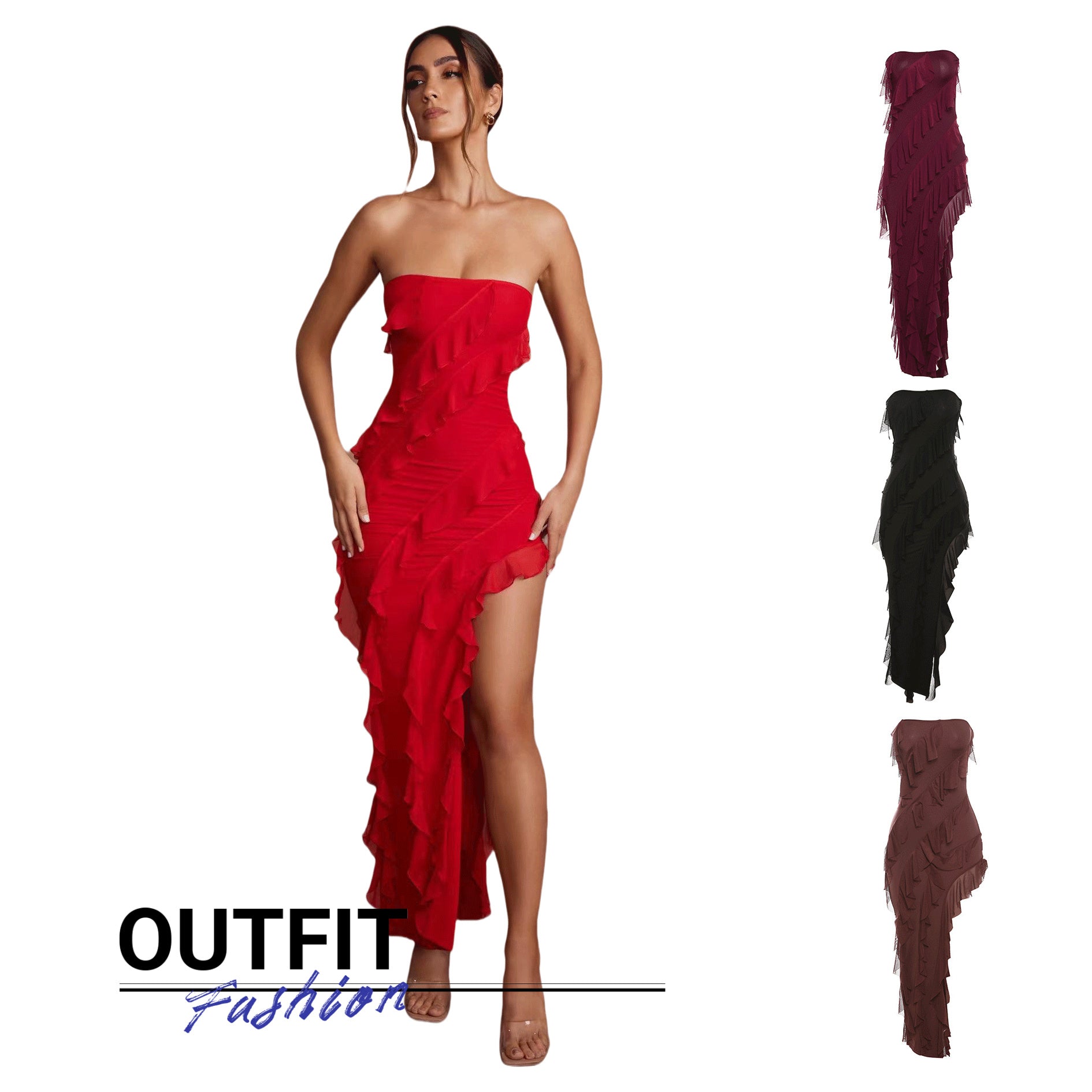Tube Top Tassel Dress - Backless Split Party Clubwear