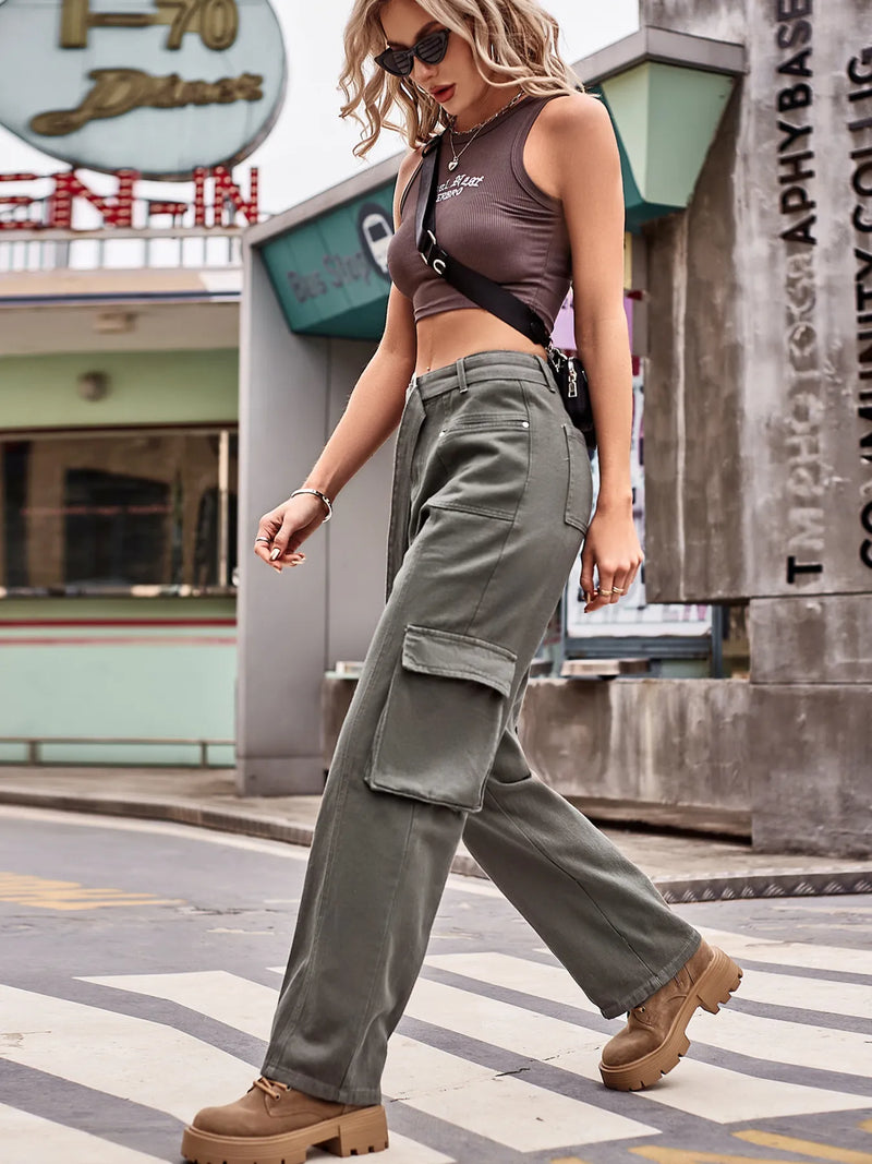 Wide Leg Cargo Pants - Chic Casual Women's Trousers - Fashions Envy