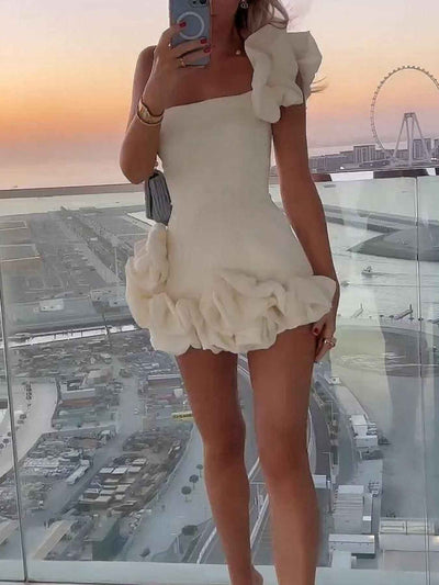 One Shoulder Ruffle Mini Dress - Flirty Occasion Style