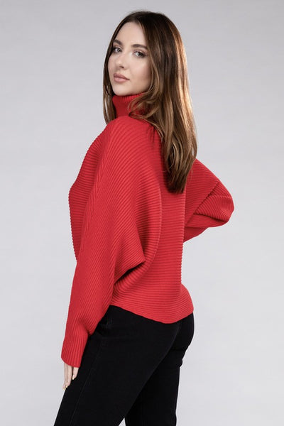 Viscose Dolman Sleeve Turtleneck Sweater - Fashions Envy