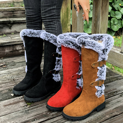 Snow Boots - Rabbit Fur Lined Waterproof Winter
