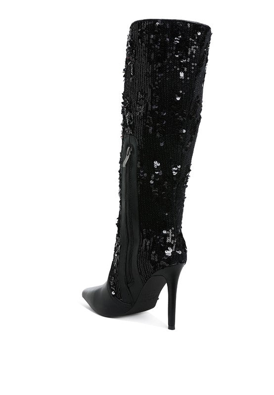 Sitarah Sequin Embellished Stiletto Long Boots