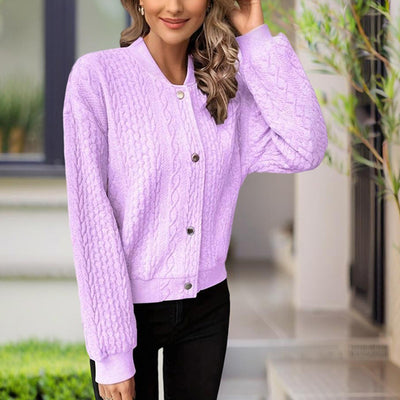Women's Ribbed Button-Up Jacket - Spring Fall Casual Top - Fashions Envy