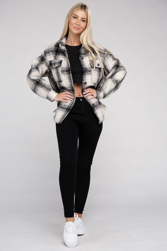 Cozy Plaid Flannel Long Sleeve Casual Shacket