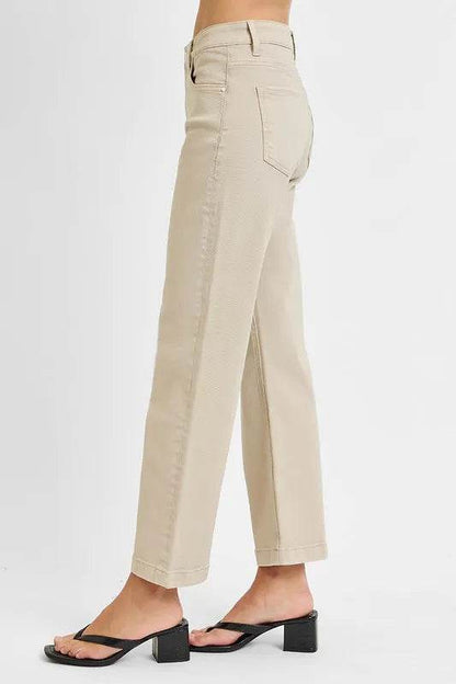RISEN Full Size Tummy Control Mid Rise Ankle Straight Jeans Plus Size - Fashions Envy