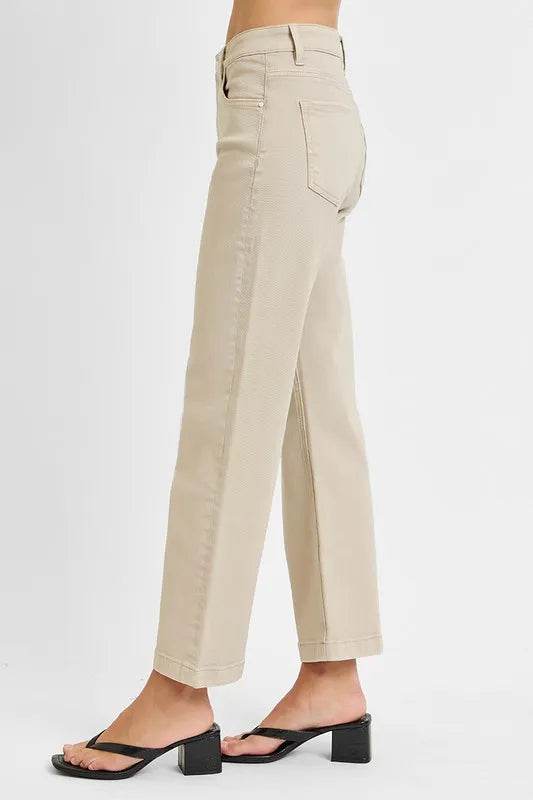 RISEN Full Size Tummy Control Mid Rise Ankle Straight Jeans Plus Size - Fashions Envy