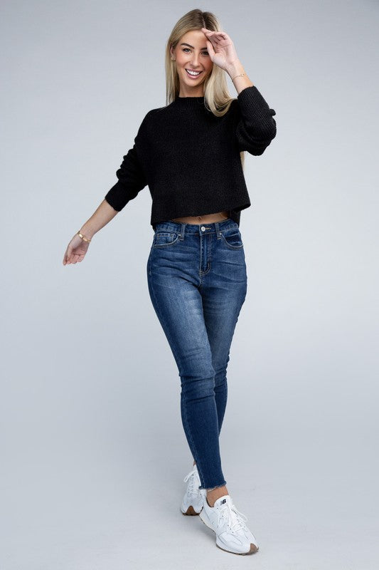 Mock Neck Long Sleeve Pullover Sweater