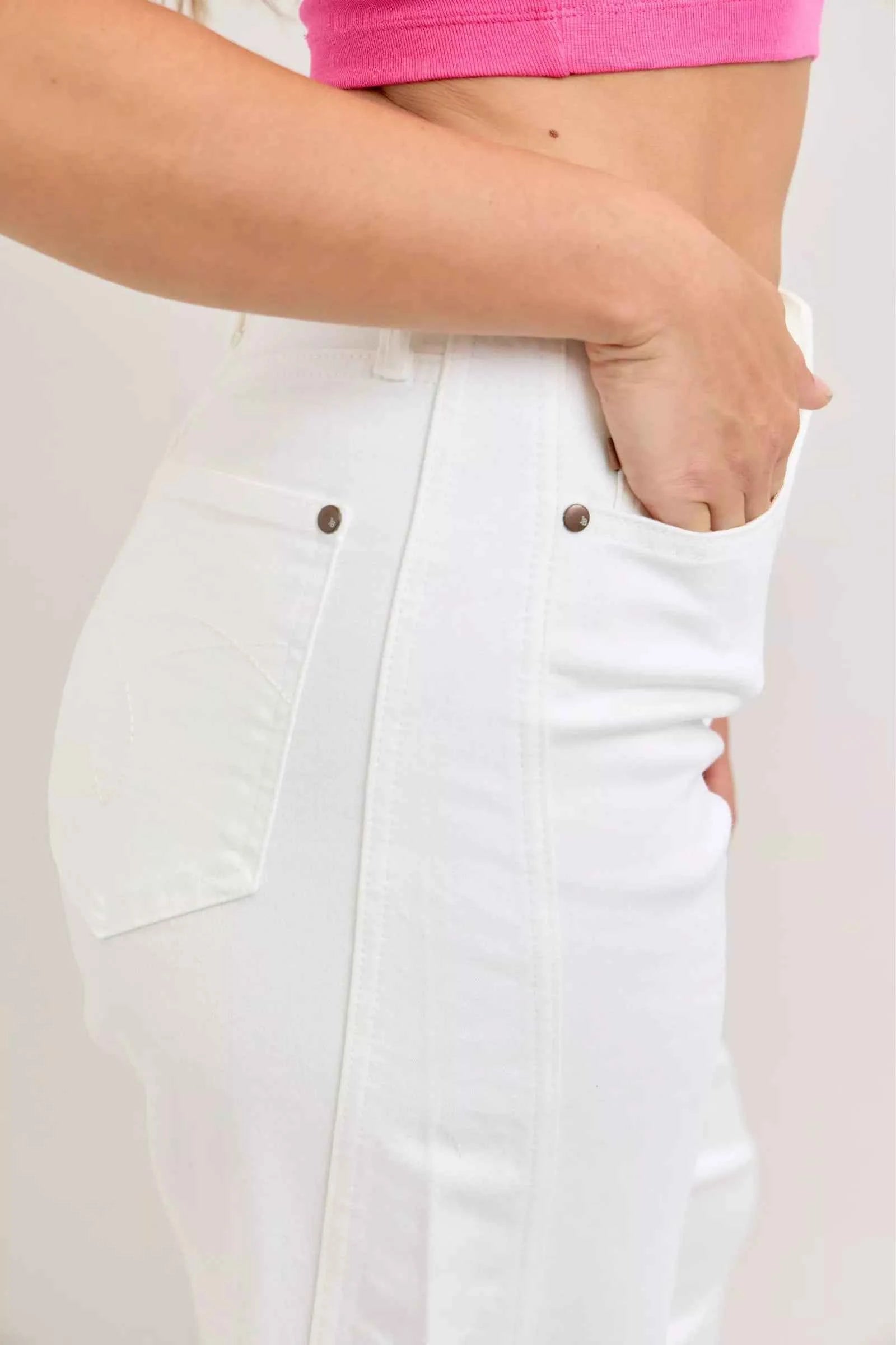 Judy Blue High Waisted Barrel Jeans - White Magic Panel