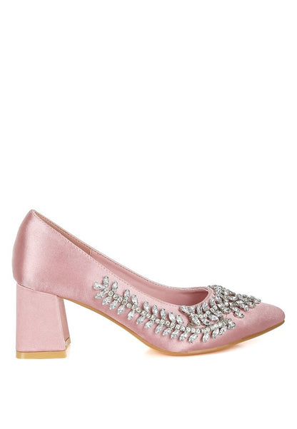 Abatina Satin Diamante Embellished Pumps