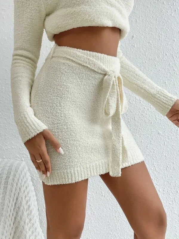 Cozy Knit Set - Sweater Top & Skirt Combo