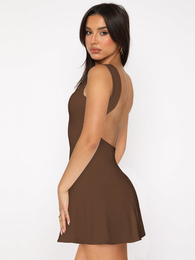 Backless Wide Strap Slim Fit Mini Dress