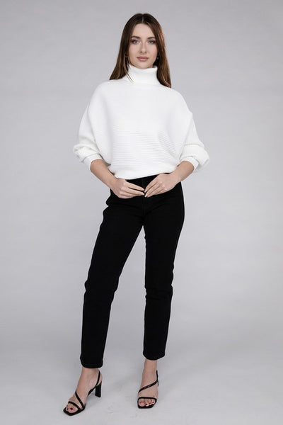 Viscose Dolman Sleeve Turtleneck Sweater - Fashions Envy