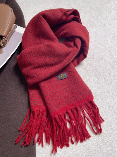 Striped Tassel Scarf - Warm Multicolor Fringe - Fashions Envy