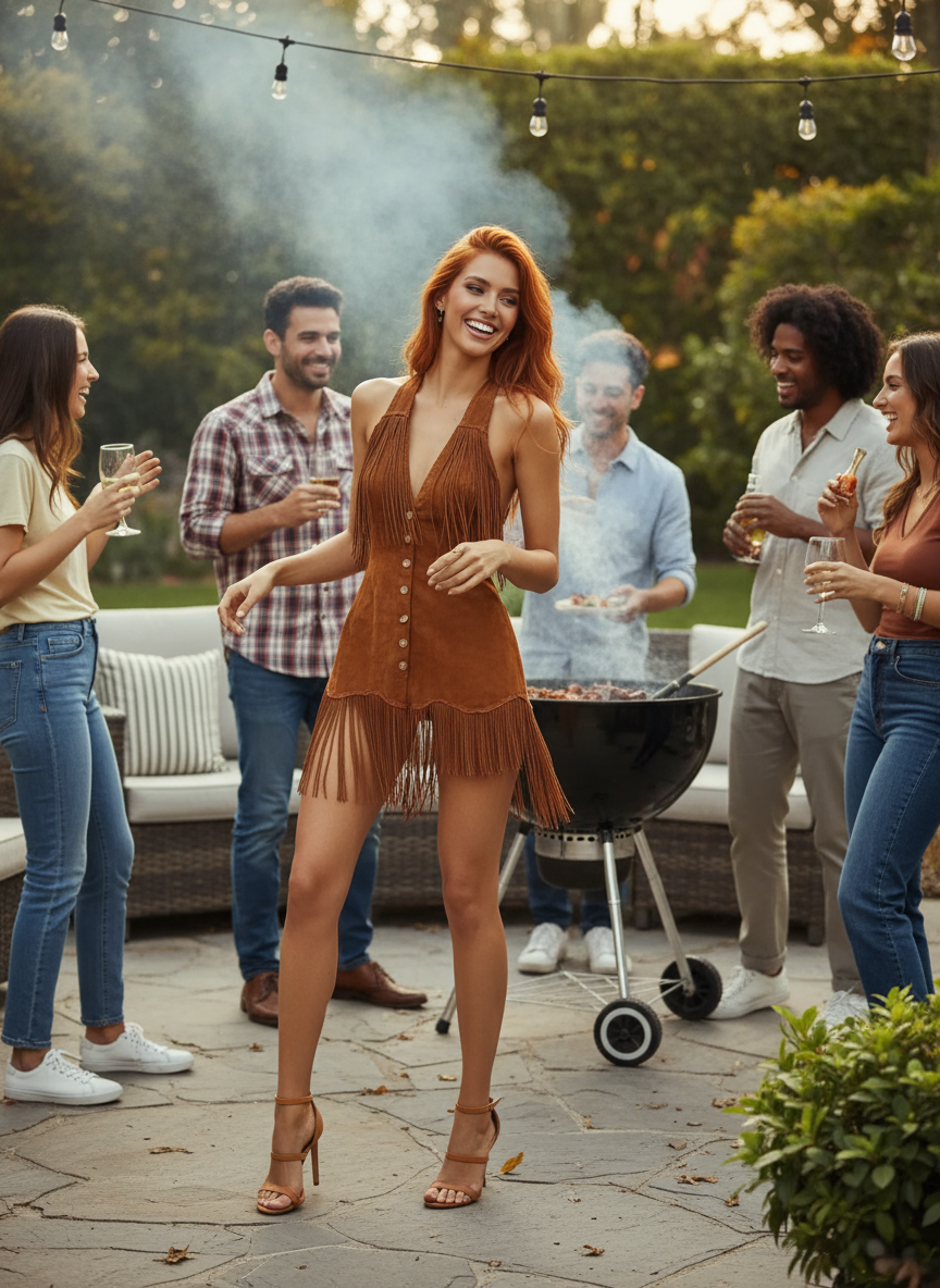 Dark Brown Fringe Dress Lifestyle 2 - Replacement