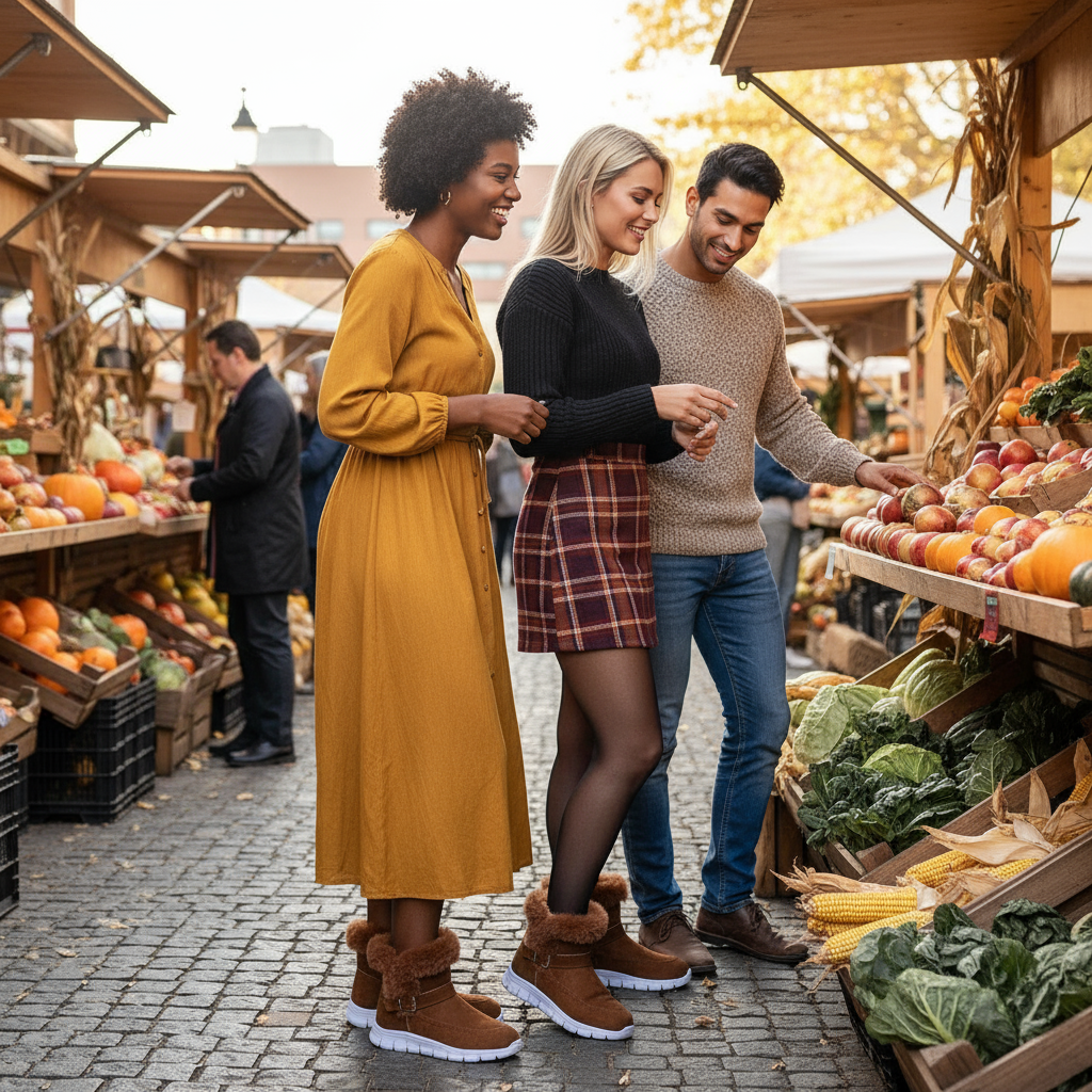 Dark brown round toe platform buckle boots farmers market friends lifestyle