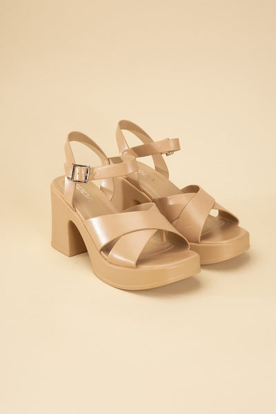 TOUCH-S Crisscross Sandal Heels - Fashions Envy