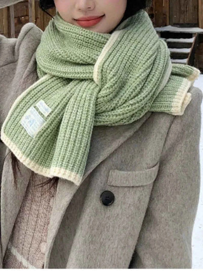 Contrast Trim Knitted Winter Scarf