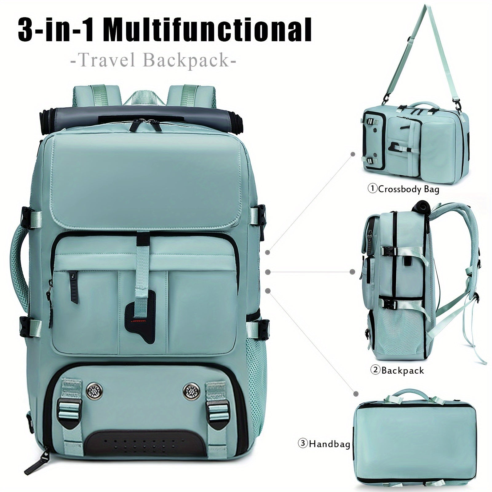 Large Capacity Laptop Travel Backpack with Shoe Compartment - Suitable For Business, Travel And College