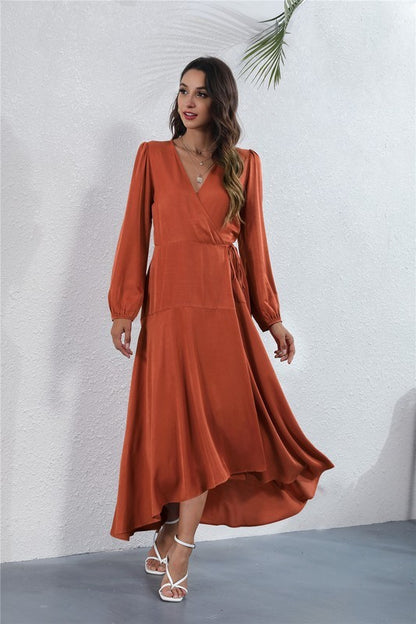 V Neck Long Sleeve Maxi Dress