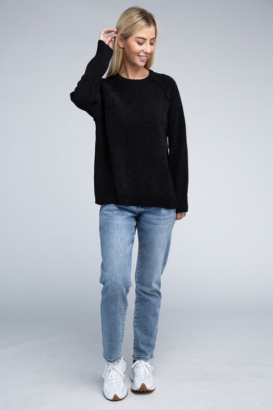 Raglan Cozy Chenille Long Sleeve Sweater