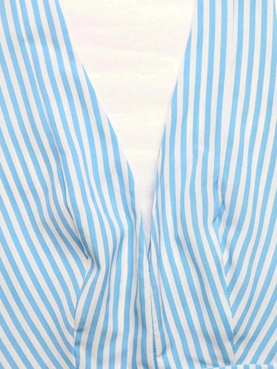 Striped Casual Romper - Crisscross Back Tie Shorts