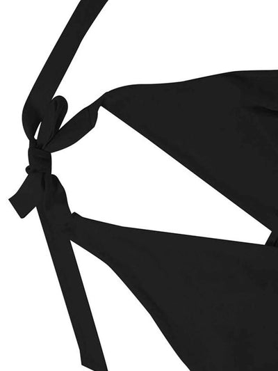 Ruffled Halter Mini Dress - Backless Tied Asymmetrical Slit