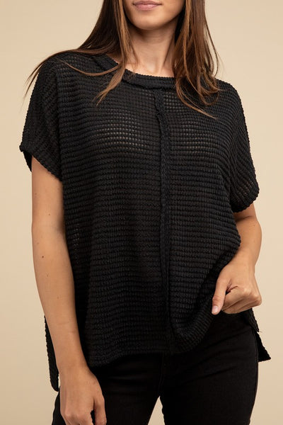 Dolman Short Sleeve Jacquard Sweater - Fashions Envy