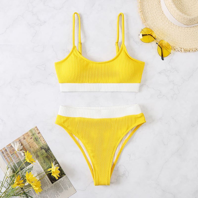 High Waist Full Coverage Halter Top Bikini Swimsuit