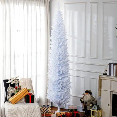 White Pencil Christmas Tree - 8 FT Slim Artificial