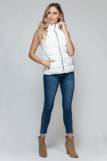 Snobbish Zip Up Turtleneck Vest with Pockets - Fashions Envy