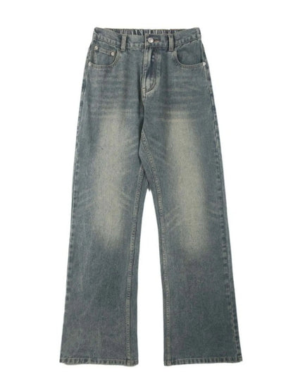 Trendsi faded gray denim men's plus size straight leg jeans with five pocket design and relaxed fit