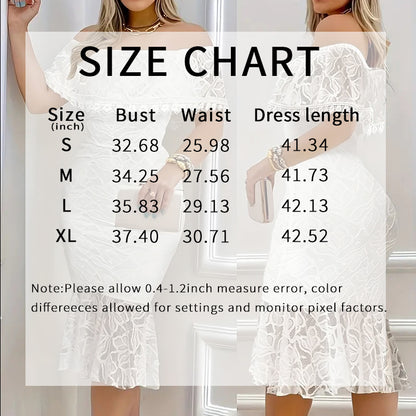 Elegant Floral Lace Off The Shoulder Scallop Trim Party Dress