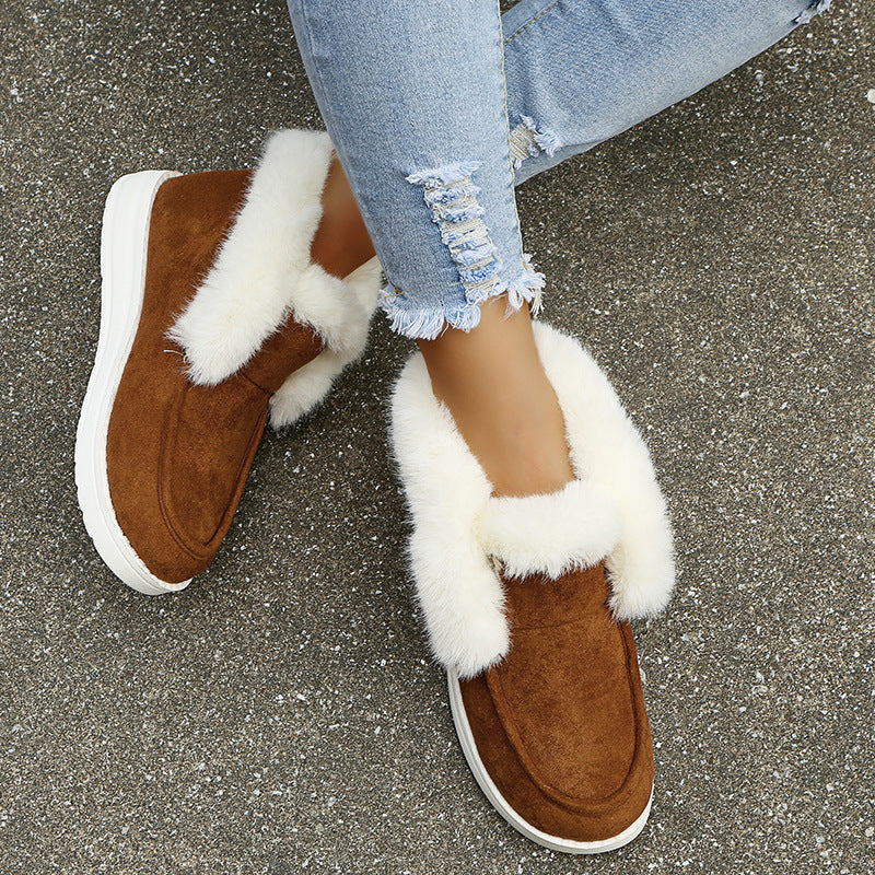 Plush Fur Snow Boots - Warm Winter Ankle Style