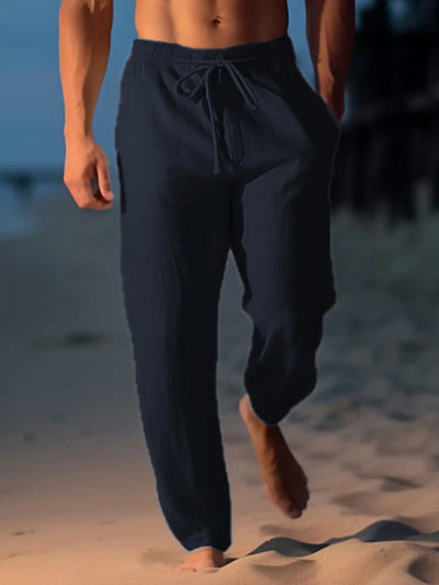 Men's black Drawstring Wide Leg Pants by Trendsi worn outdoors for casual comfort