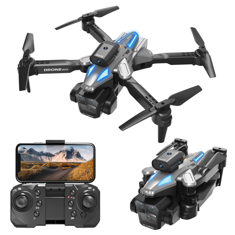 Trendsi C10 Black three camera drone foldable quadcopter with remote controller and smartphone mount for aerial photography