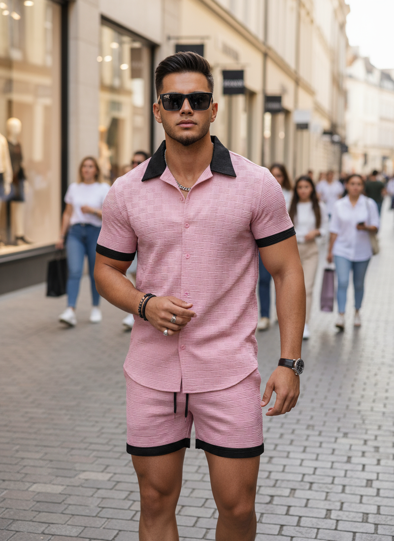 Dusty pink men's set - arms at sides