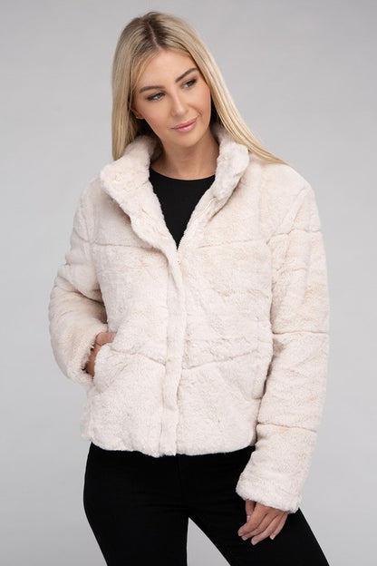 Fluffy Zip-Up Sweater Cozy Jacket