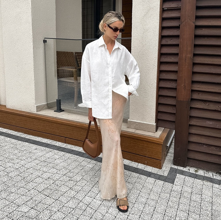 Open Front Cardigan Blouse - Loose Fit Long Sleeve